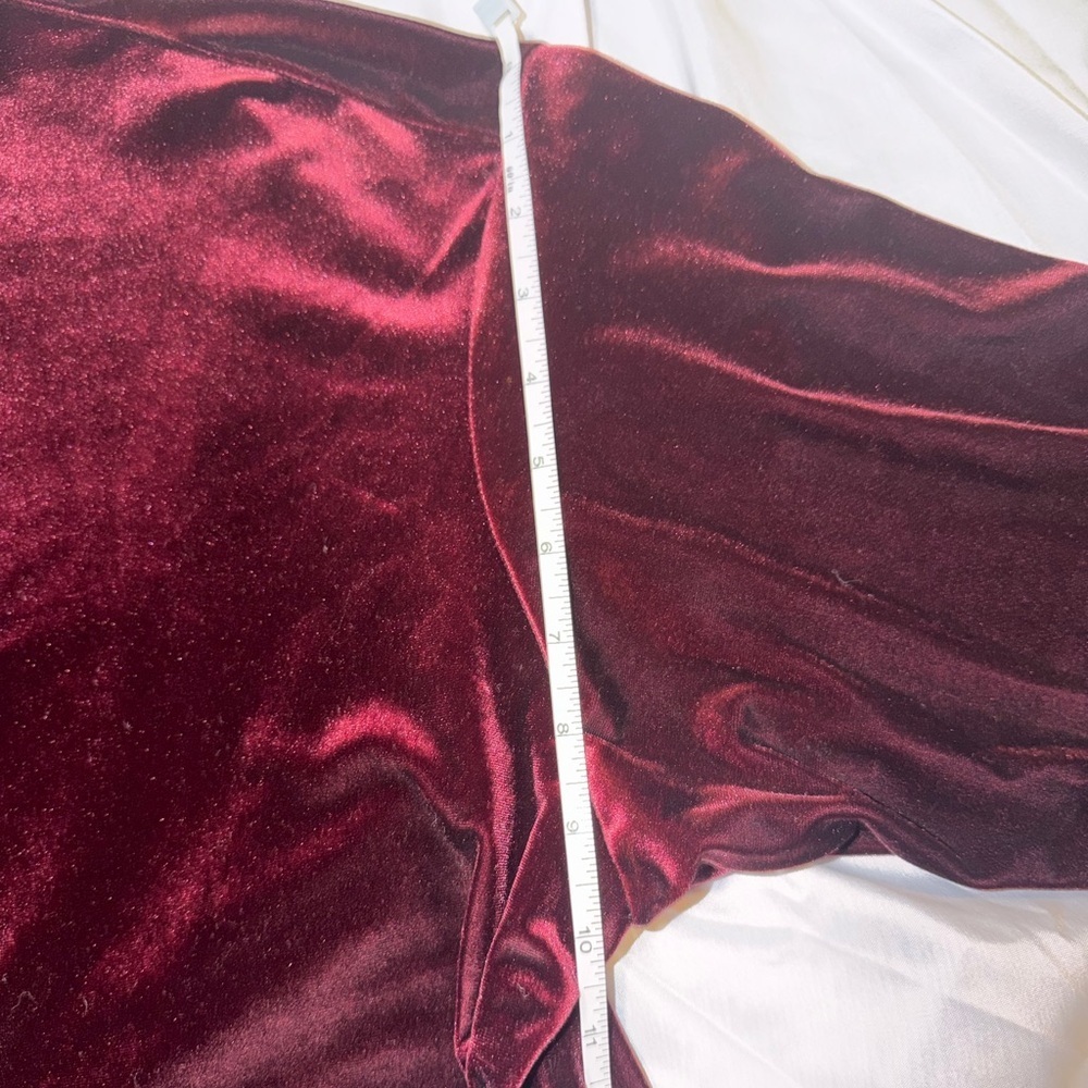 CeCe Burgundy Velvet Long Sleeve Button-Down Blouse - Size XL - Picture 7 of 9